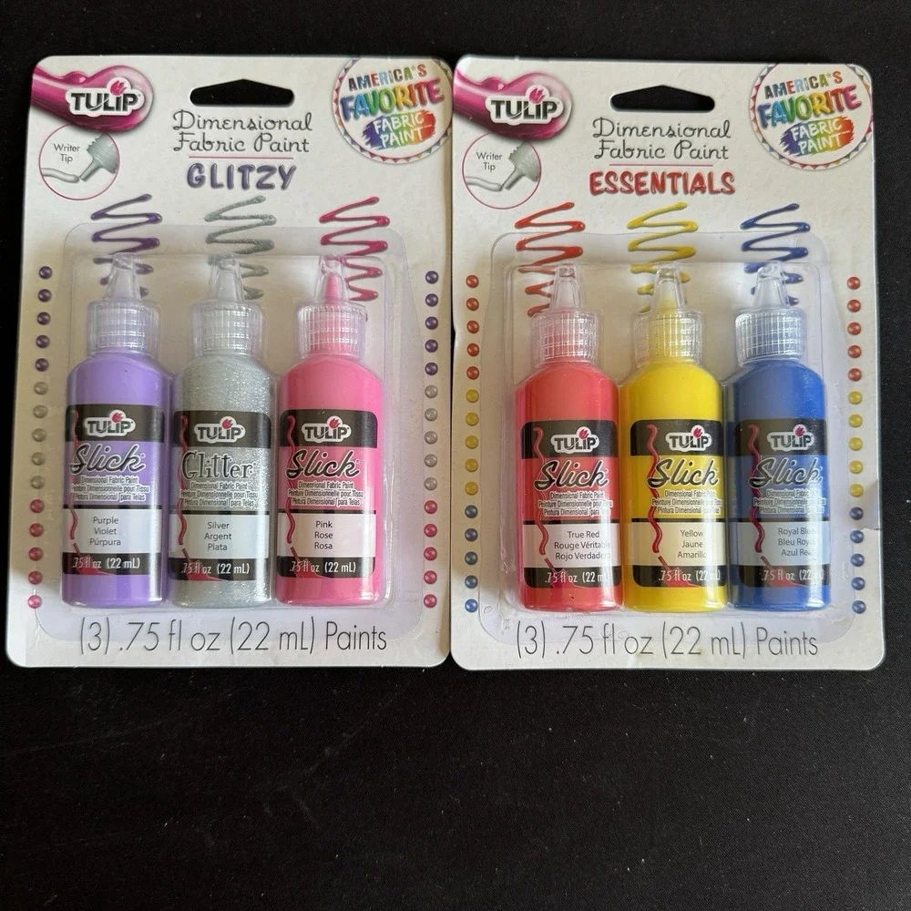 33267/33266 TULIP GLITZY/ESSENTIALS Dimensional Fabric Paint, 3 Pack X 2 - .75fl